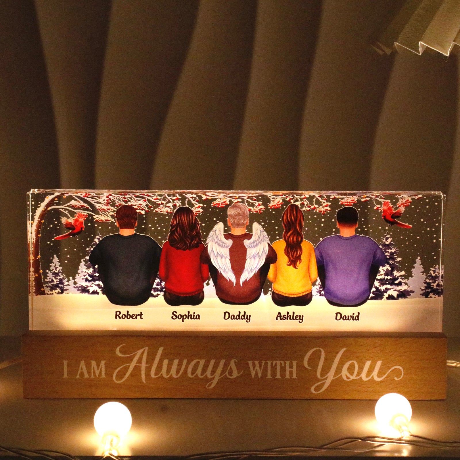 Always With You Berry Tree Memorial Remembrance Sympathy Gift Personalized Acrylic Block LED Night Light