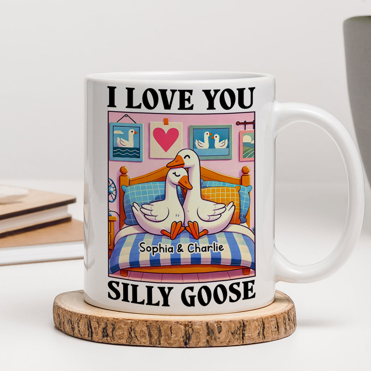 I Love You Silly Goose Cute Romantic  Gift Mug, Cute Ducks Personalized Mug, Girlfriend Boyfriend Gift