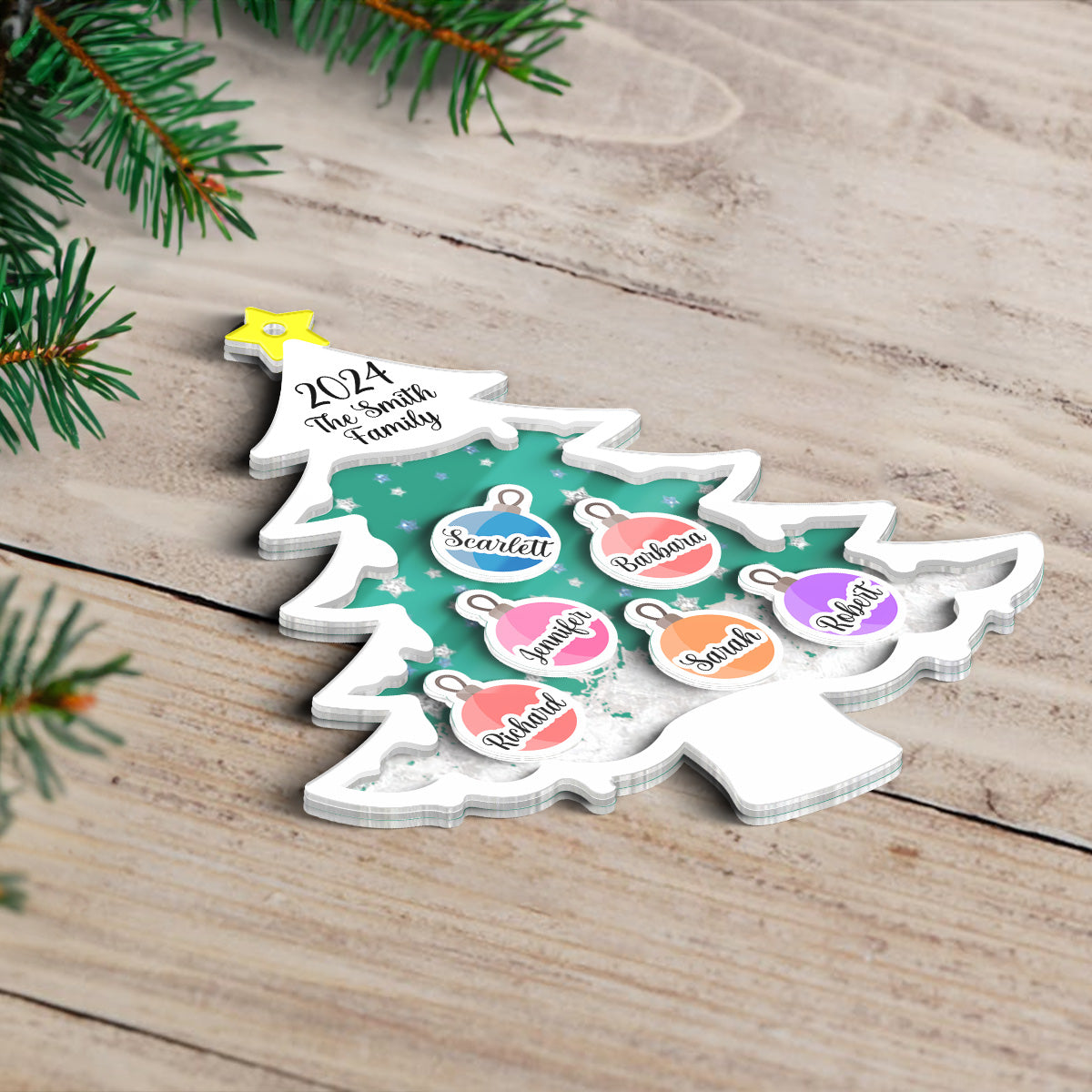 Family Christmas Tree Personalized Shaker Ornament, Christmas Gift For Family Members