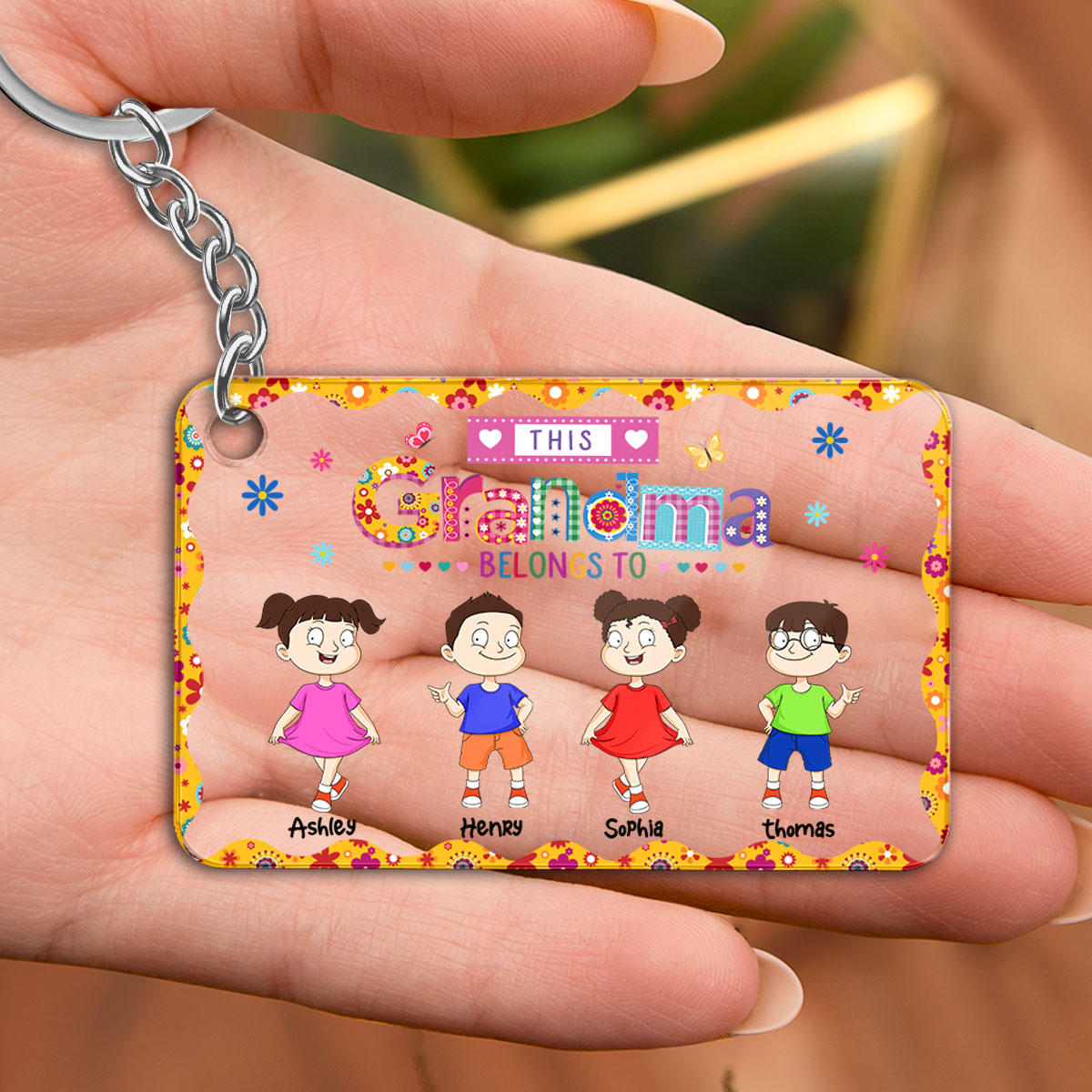 This Grandma Belongs To Colorful Personalized Acrylic Keychain