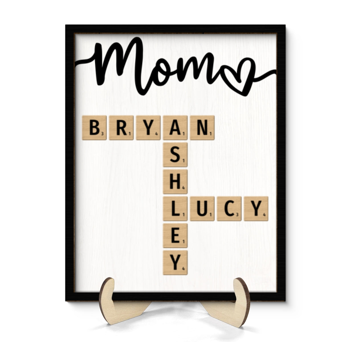 Grandkids Names In Crossword Unique Gift For Mom Grandma Personalized 2-Layer Wooden Plaque