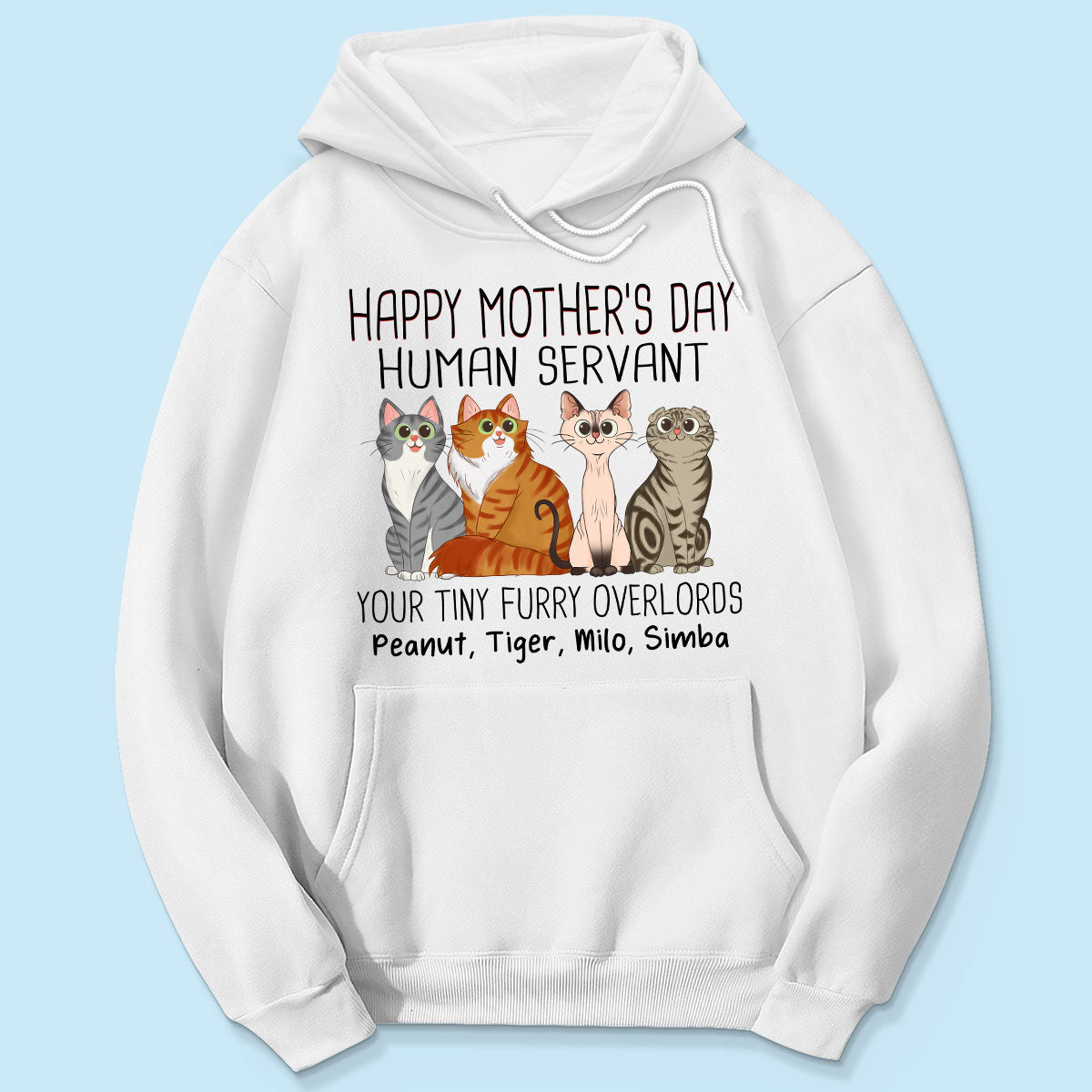 Cartoon Sitting Cats Happy Mother‘s Day Cat Human Servant Personalized Shirt