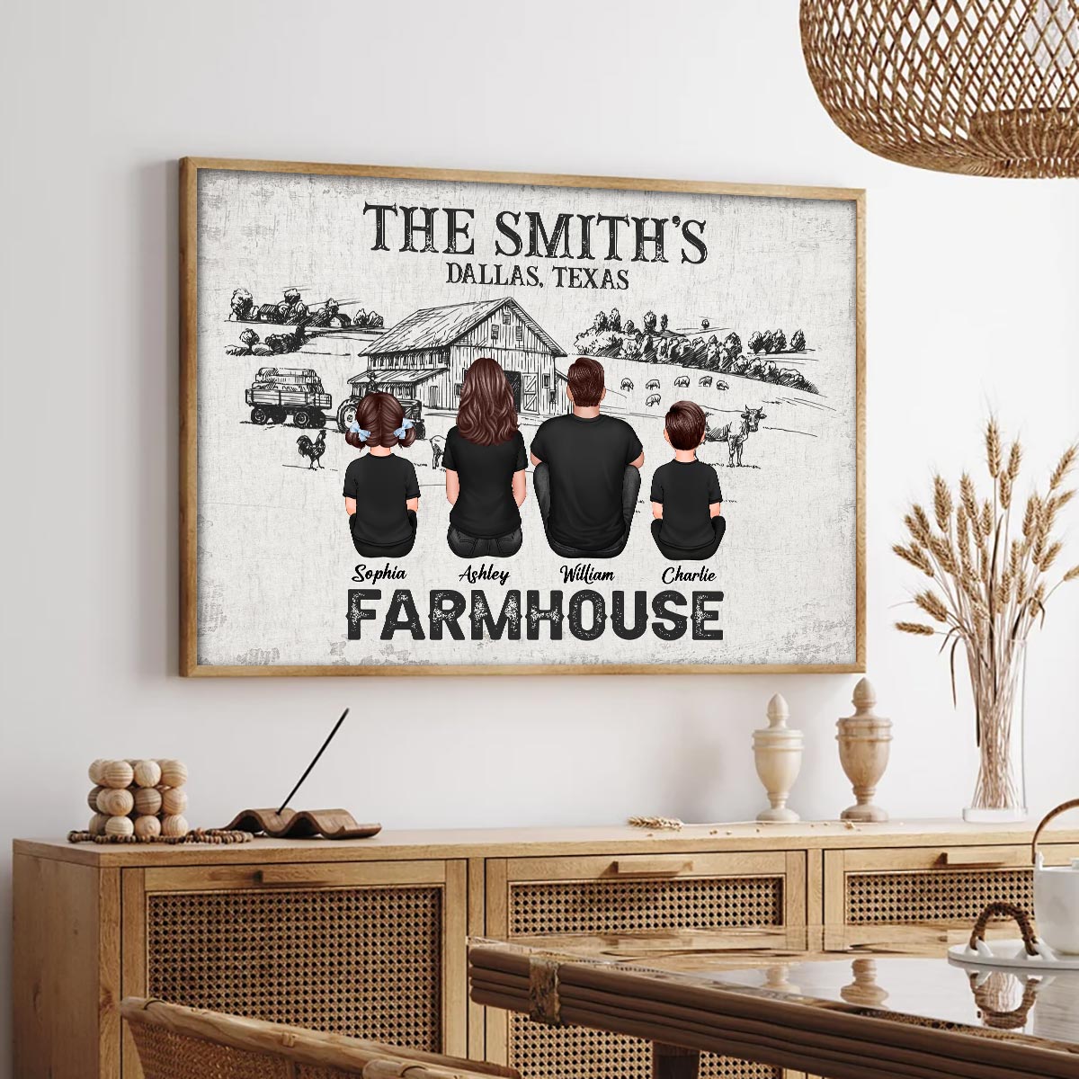 Farmhouse Sitting Couple Personalized Poster - Decor For Home, Living Room, Office, Entryway