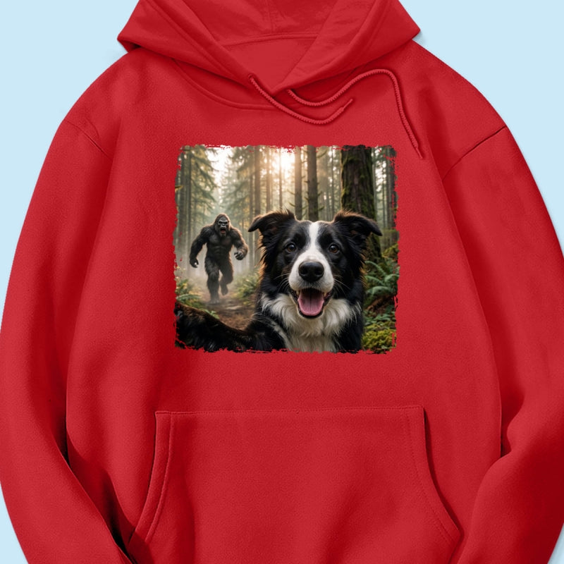 Custom Bigfoot Running After Dog Photo - Personalized Shirt - Christmas Gift for Dog Dads, Dog Moms, Pet Lovers