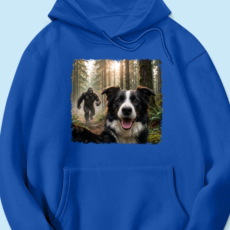 Custom Bigfoot Running After Dog Photo - Personalized Shirt - Christmas Gift for Dog Dads, Dog Moms, Pet Lovers