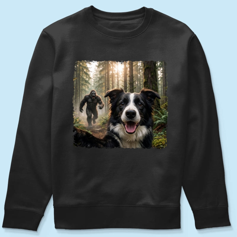 Custom Bigfoot Running After Dog Photo - Personalized Shirt - Christmas Gift for Dog Dads, Dog Moms, Pet Lovers