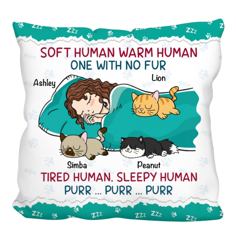 Soft Human Warm Human Cat Mom Personalized Pillow