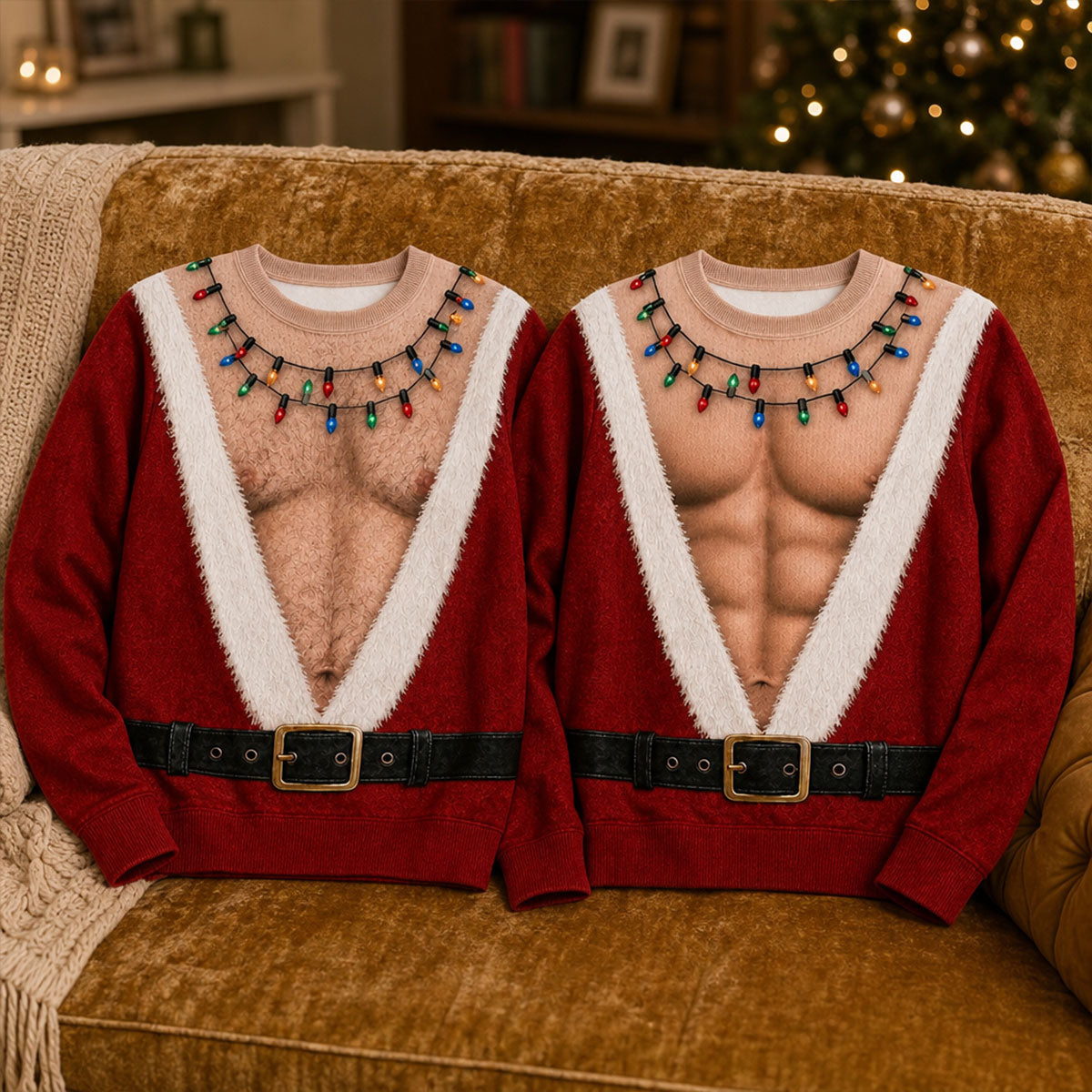 Funny Santa Abs - Personalized Ugly Sweater - Christmas Gift For Man, Husband