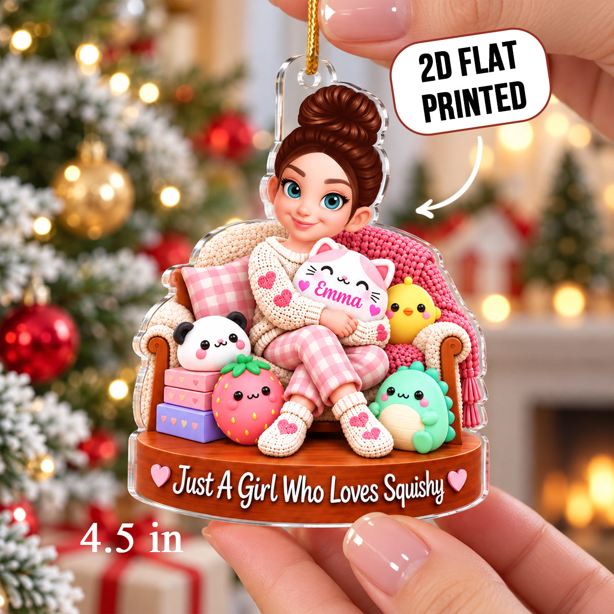 Just a Girl Who Loves Squishy - Personalized Acrylic Ornament - Christmas Gift for Daughter, Granddaughter