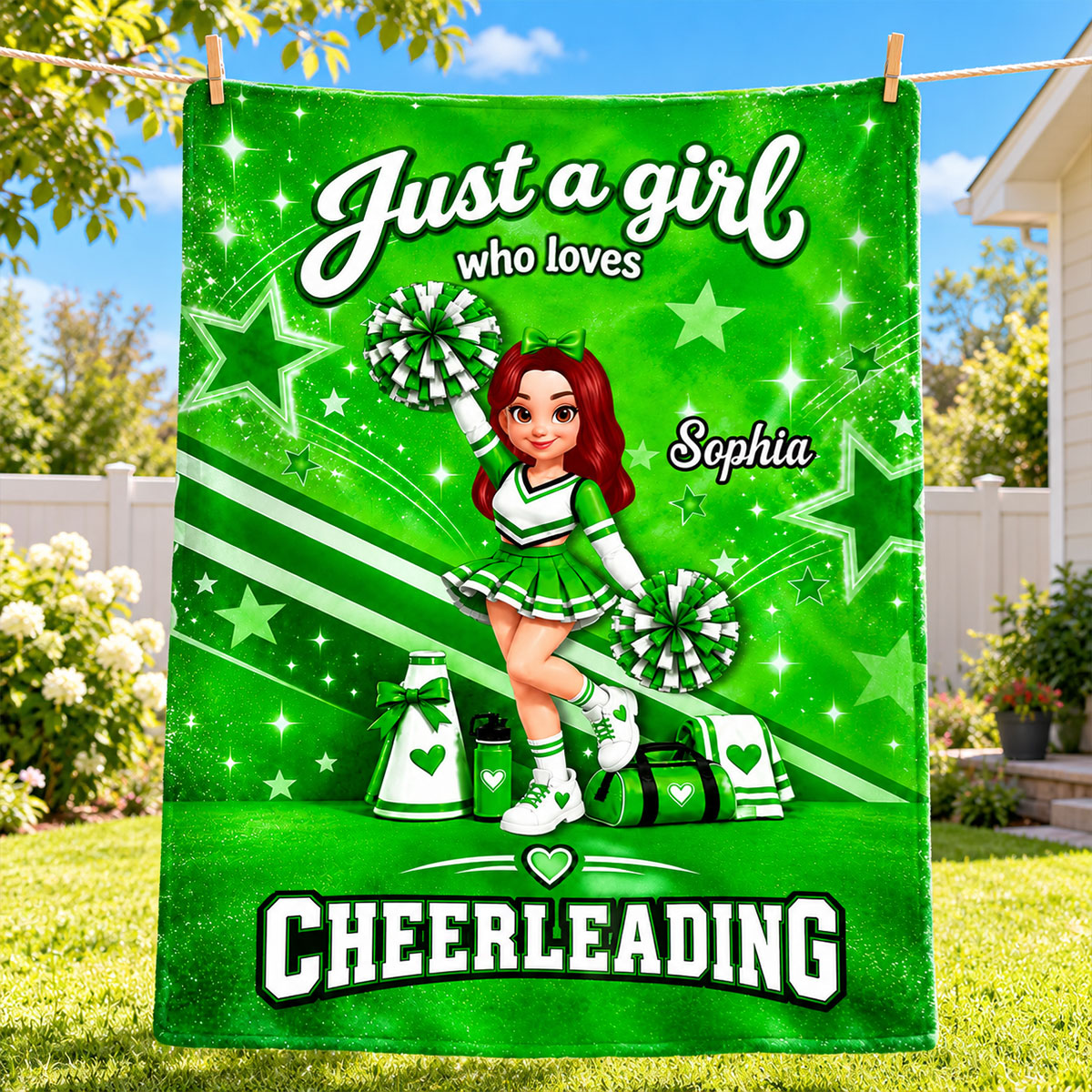Just A Girl Who Loves Cheerleading - Personalized Fleece Blanket - Christmas Gift For Cheerleaders, Daughter, Granddaughter