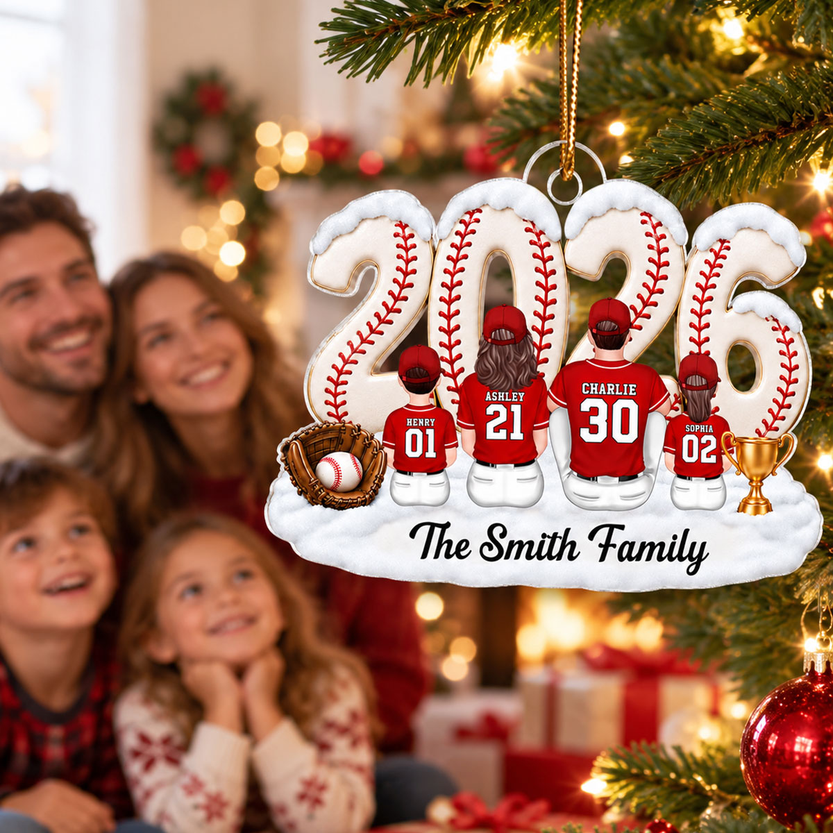 Trending Baseball Family Team - Personalized Acrylic Ornament - Christmas Gift For Boy, Girl, Family