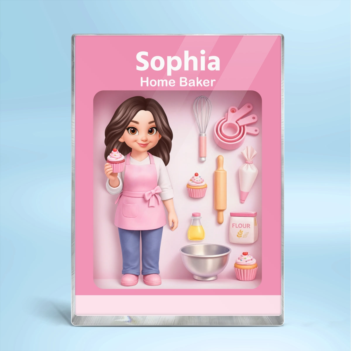 Home Baker 3D Action Figure - Personalized Acrylic Block - Gift for Bakers