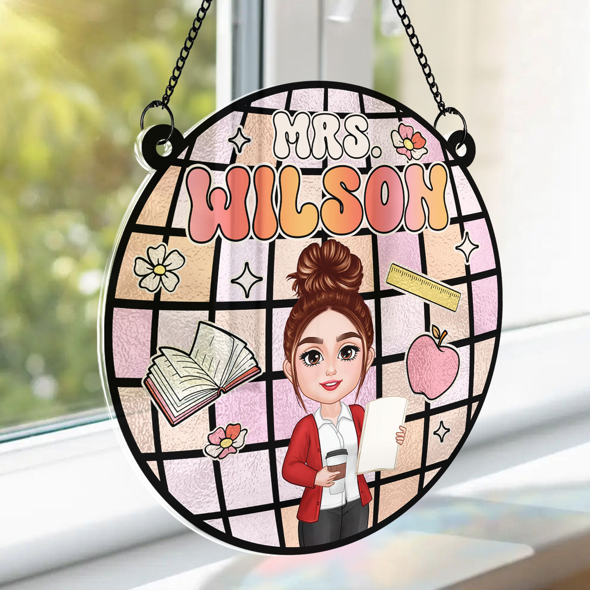 Teacher Classroom Colorful Personalized Suncatcher