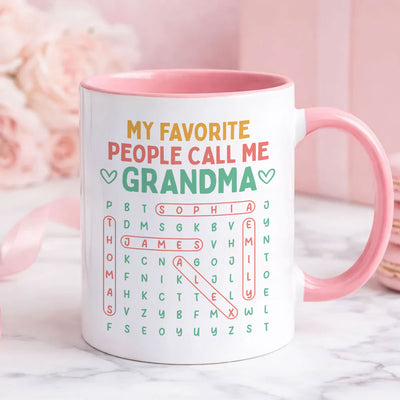 My Favorite People Call Me Grandma Word Search Puzzle - Personalized Mug - Heartfelt Mother's Day Gift for Grandma, Wife