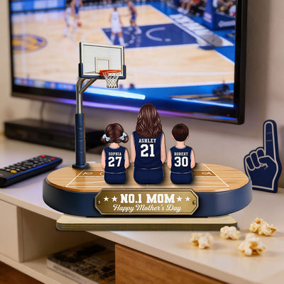 Mommy's Basketball Dream Team - Personalized 2-Layered Wooden Plaque - Father's Day Gift For Basketball Mom