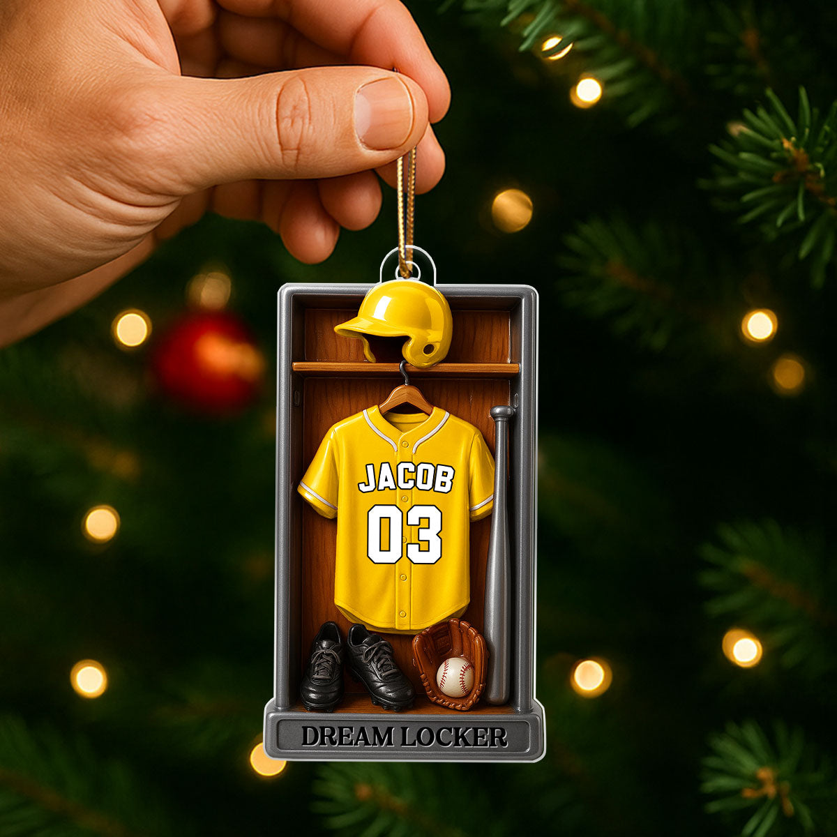 Baseball Softball Jersey Dream Locker - Personalized Acrylic Ornament - Christmas Gift for Sons, Grandsons, Boyfriends