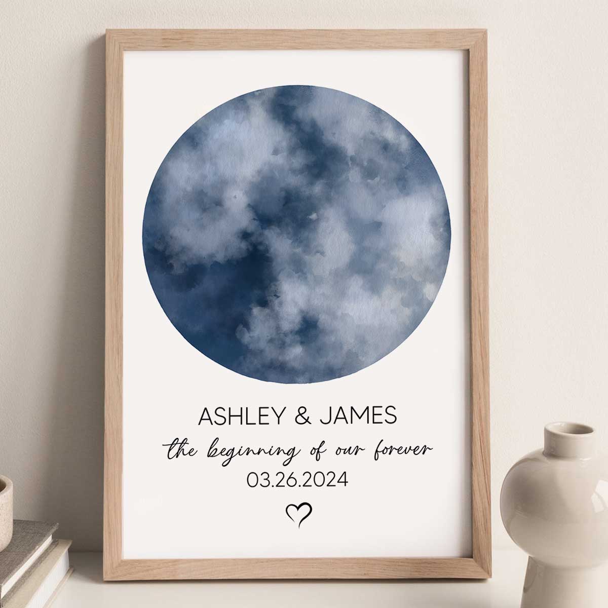Couple Special Custom Moon Phases Anniversary Date Personalized Poster, Anniversary Gift, Wedding Gift For Couple