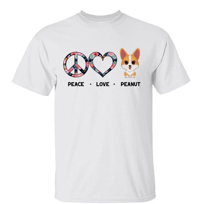 Peace Love Cute Watercolor Dog Cat Gift For Pet Lover Personalized Shirt