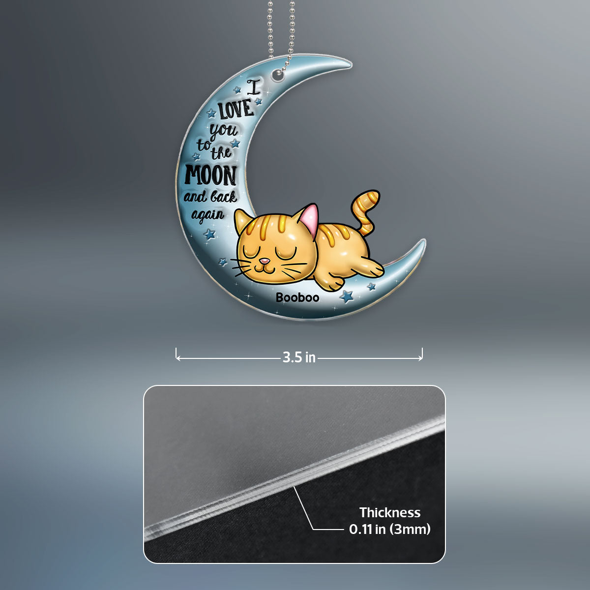 Cute Sleeping Cat Personalized Car Ornament, Gift For Cat Lovers