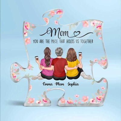 Embracing Mom Daughters You Are The Piece Personalized Puzzle Acrylic Plaque