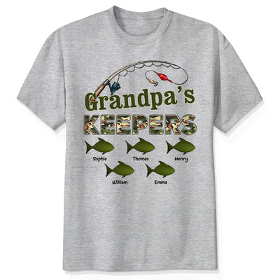 Grandpa‘s Keepers Camouflage Pattern Fishing - Personalized Shirt - Gift For Grandpa, Dad