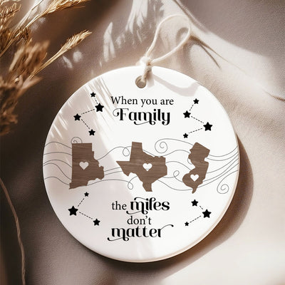Custom Long Distance Ceramic Ornament, Heartfelt Christmas Gift for Family, Friends, Sisters, Besties