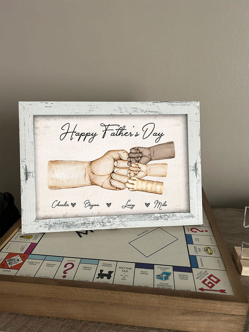 Daddy's Team Fist Bump Personalized Poster, Father's Day Gift For Dad, Grandpa, Husband
