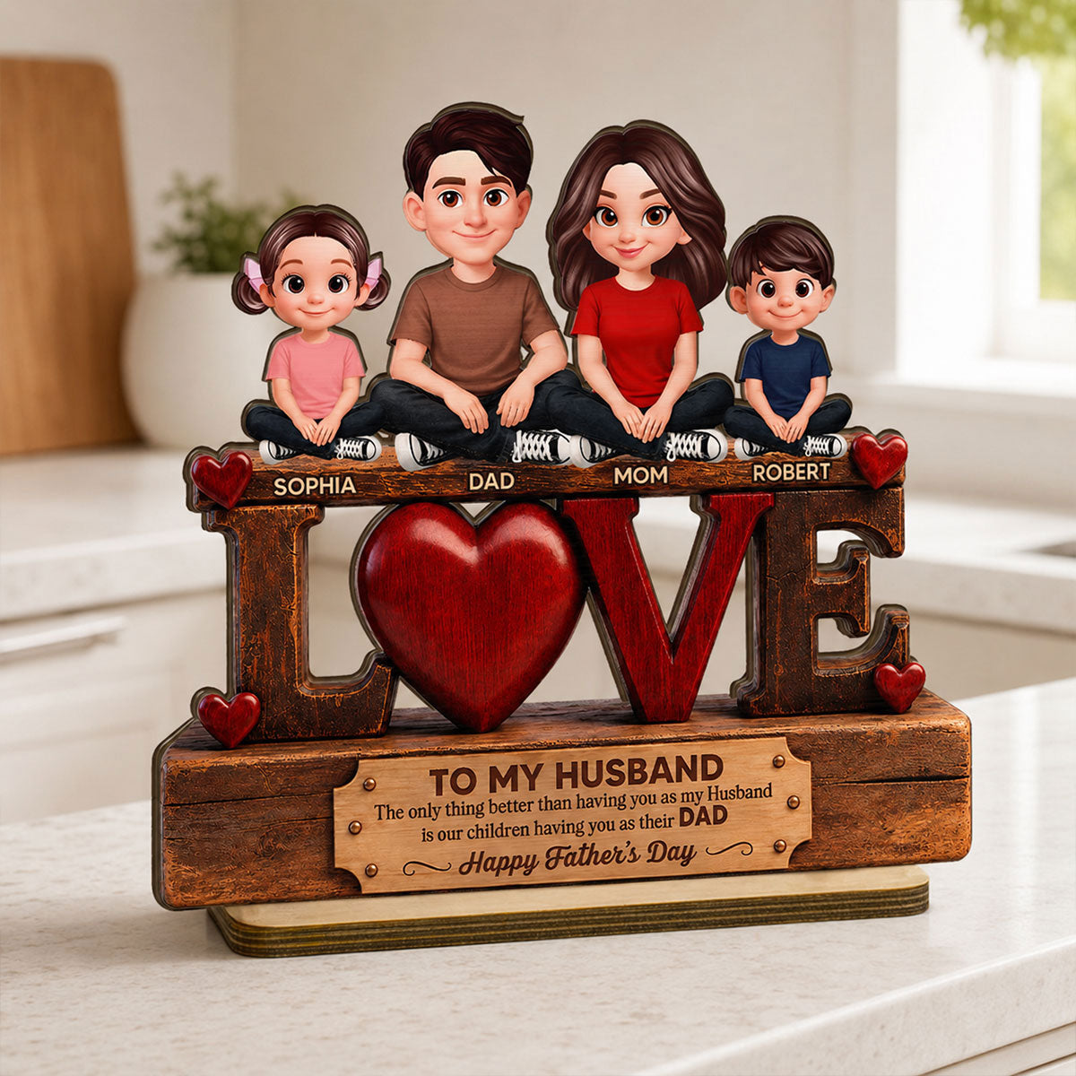 Forever Family Love To My Husband The Only Thing - Personalized 2-Layered Wooden Plaque - Father's Day Gift For Husband, Dad