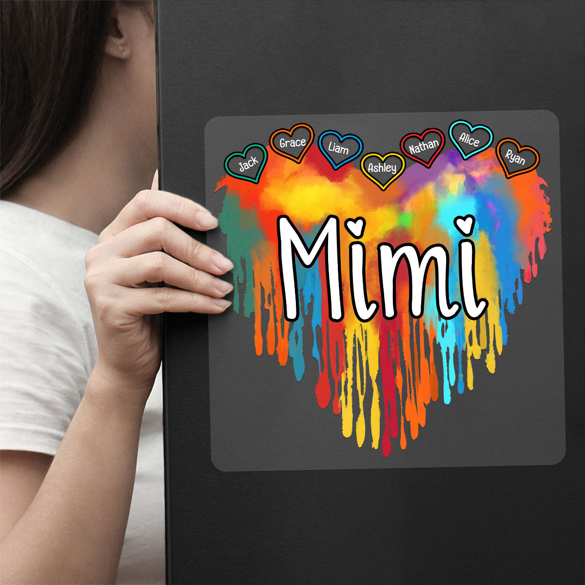 Grandma Melting Colorful Heart Personalized Decal