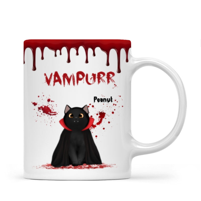 Halloween Spooky Fluffy Cat Sitting Gift For Cat Lover Personalized Mug