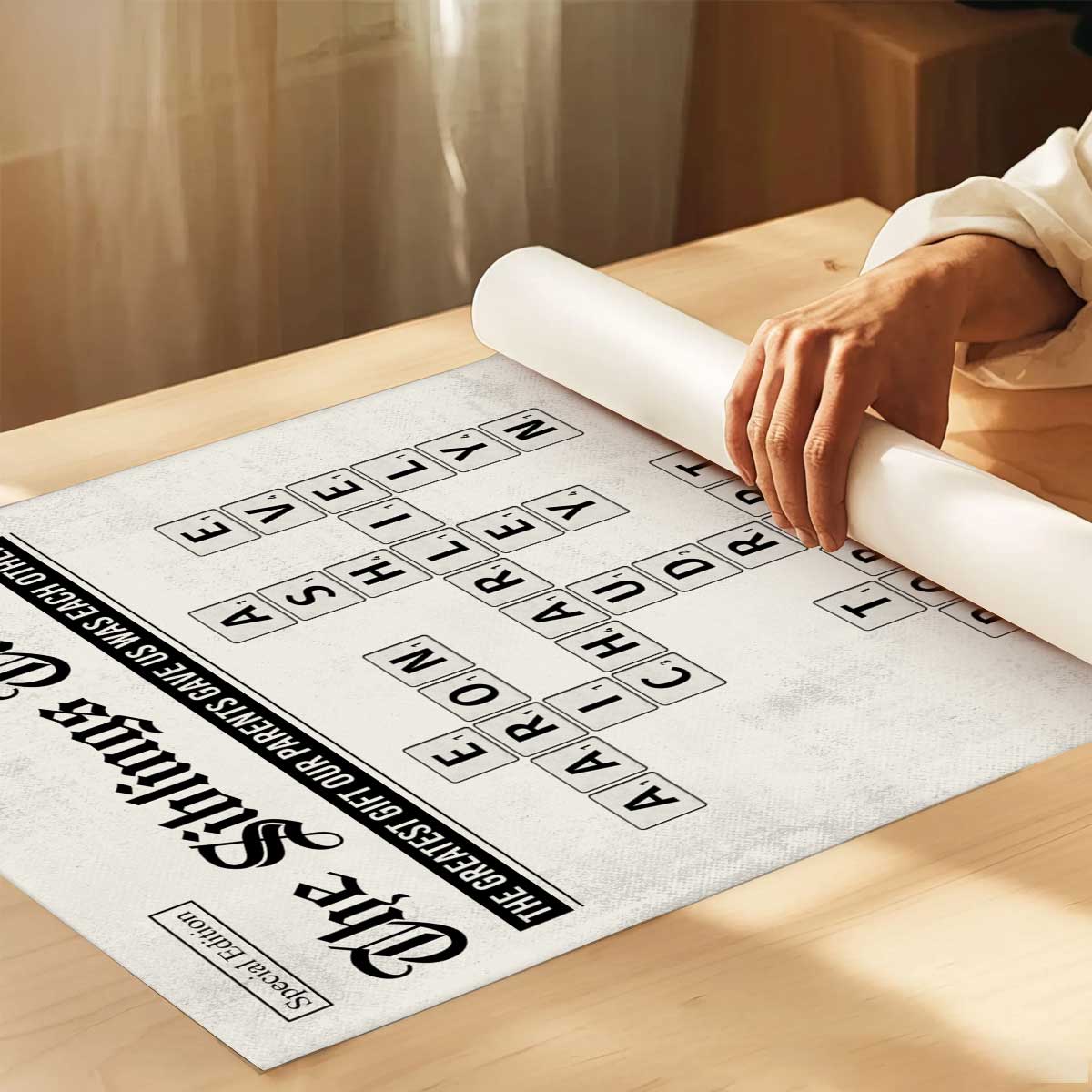 The Siblings Times Crossword Puzzle Newspaper Style - Personalized Poster - Keepsake Gift For Brothers, Sisters