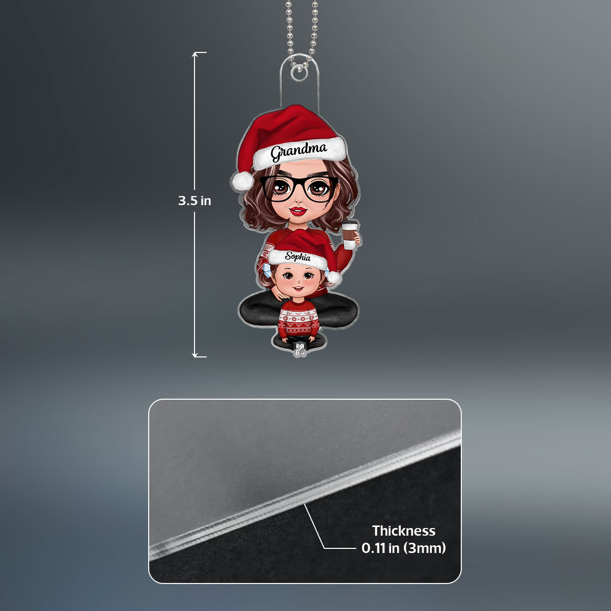 Kid Sitting In Grandma Mom Lap Christmas Gift Personalized Acrylic Ornament