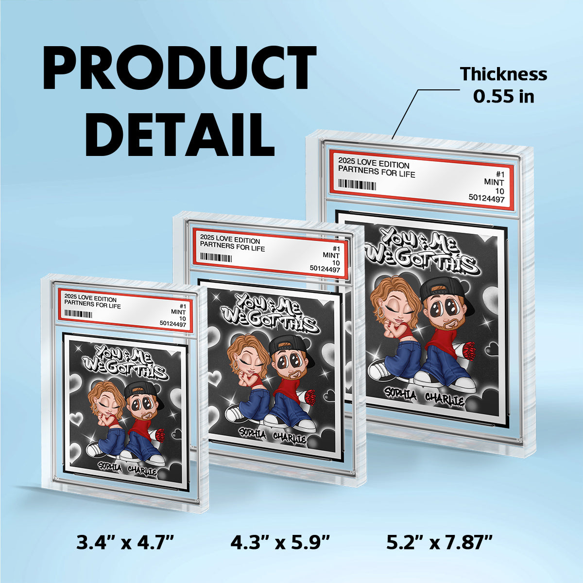 Y2K Couple Trading Card Style Personalized Acrylic Block Plaque, Gift For Him, Gift For Her