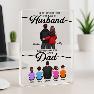 To My Husband Couple, Dad & Kids Personalized Acrylic Block, Father's Day gift for Husband
