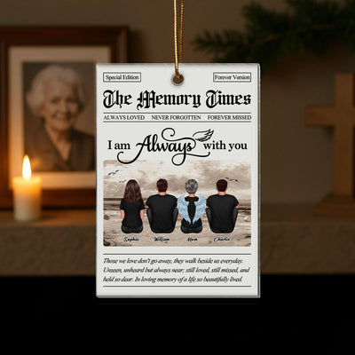 The Memory Times Memorial Family Retro Vintage Newspaper Style - Personalized Acrylic Ornament - Sympathy Gift, Christmas Memorial Keepsake