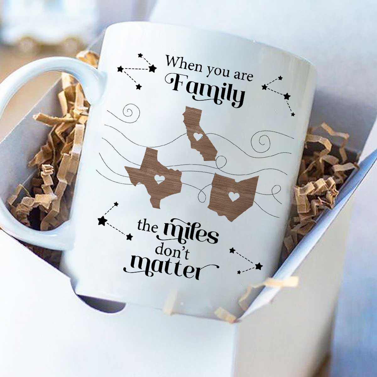 Long Distance Family Friends Siblings Sisters Besties Personalized Mug, Togetherness Christmas Gift