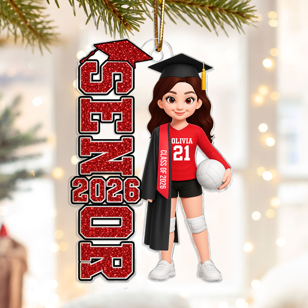 Senior Volleyball Player Graduation - Personalized Acrylic Ornament - Christmas Gift For Boy, Girl, Grandkids