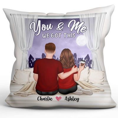 Embracing Couple Back View Window Personalized Pillow