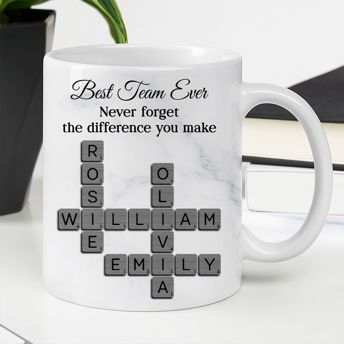 Best Team Ever Crossword - Personalized Mug - Sentimental Gift for Coworkers, Work Besties
