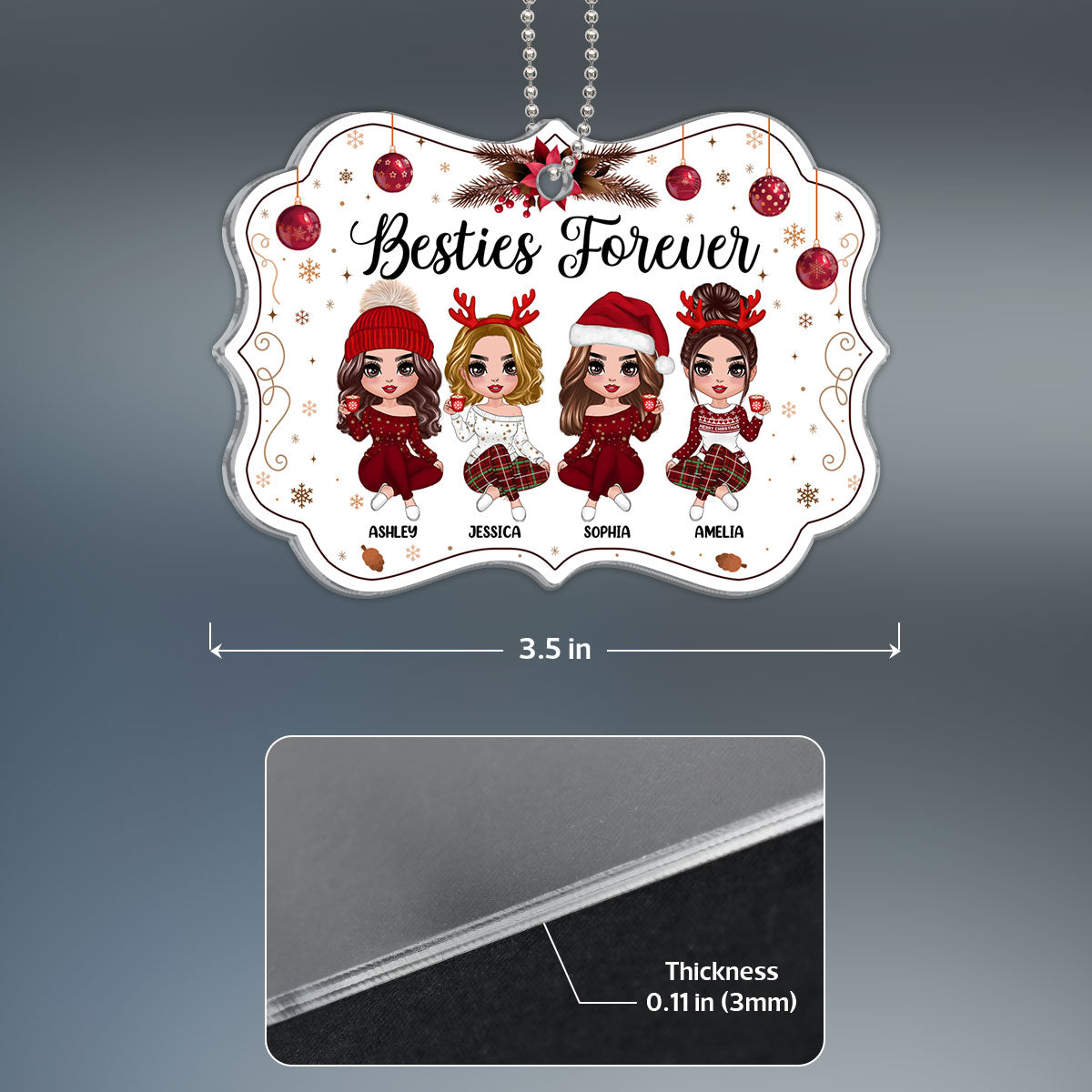 Happy Besties Forever Personalized Acrylic Ornament