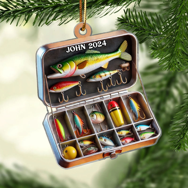 Fishing Tackle Box 2D Flat Acrylic Ornament Not 3D, Fisherman Ornament, Fishing Dad Ornament, Christmas Gifts Tackle Box, Gifts for Him