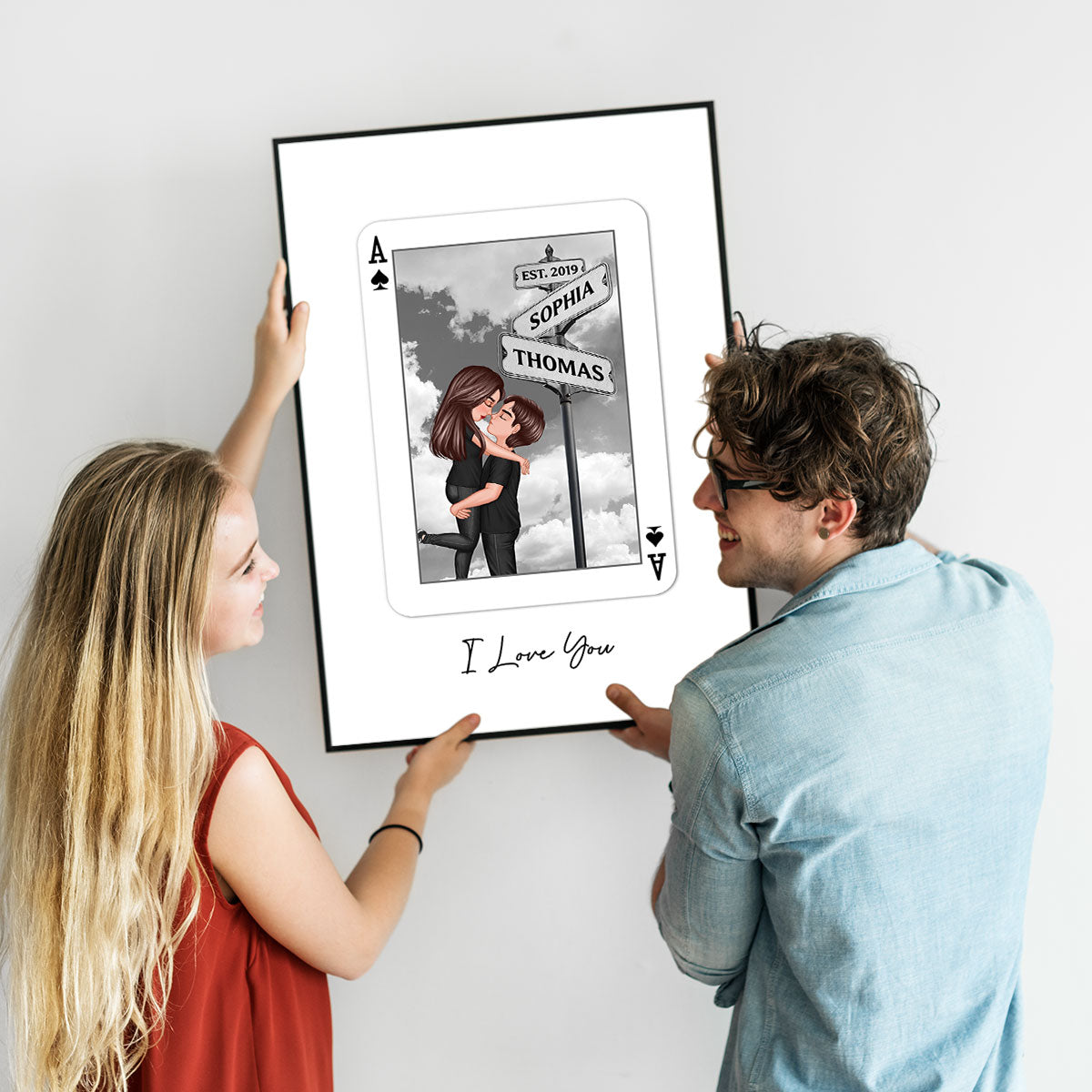 Couple Street Signs Personalized Playing Cards Print Personalized Poster,  Gift For Her, Unique Couples Gift, Romantic Gift