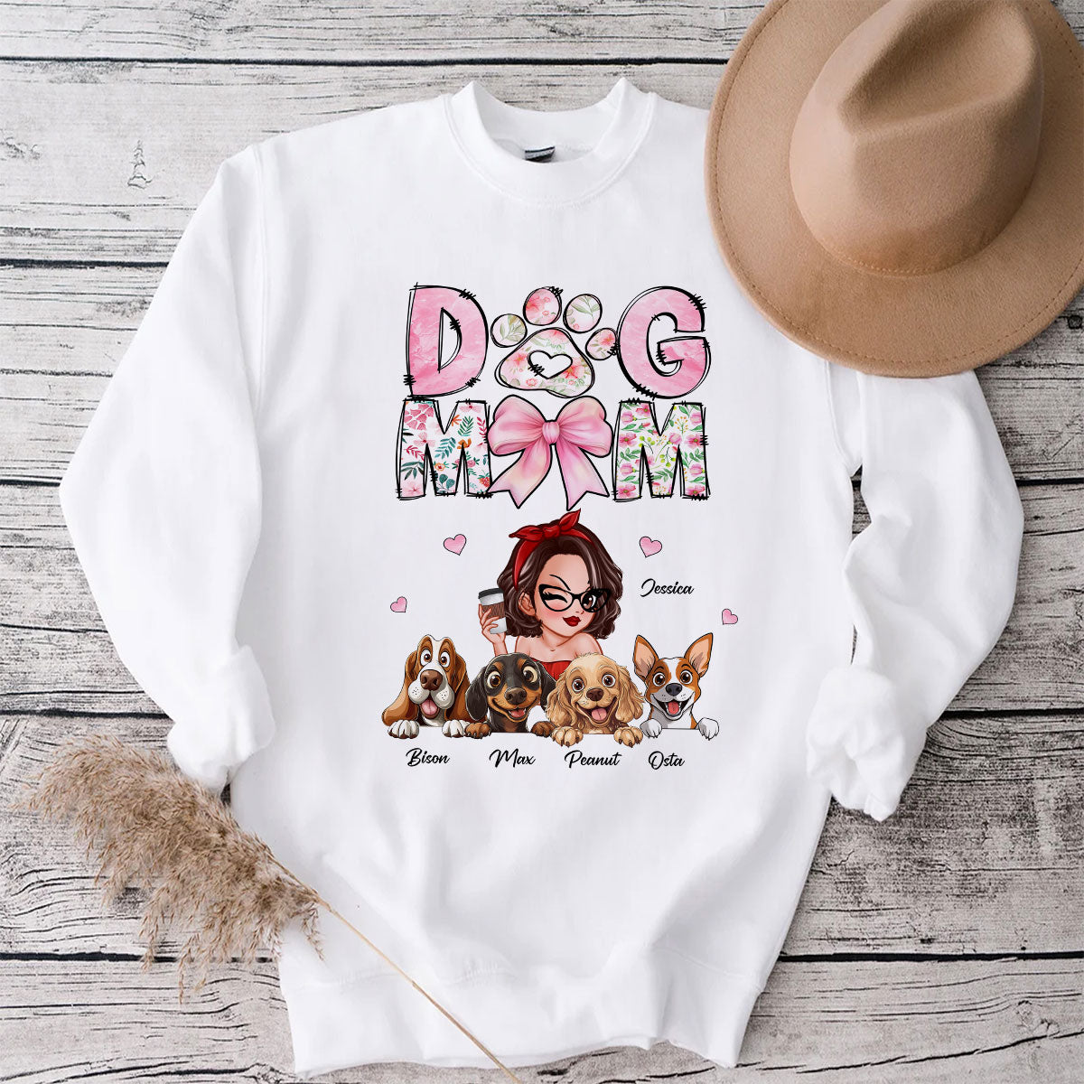 Dog Mom Cartoon Style Woman And Dogs Personalized Shirt, Gift for Dog Lovers
