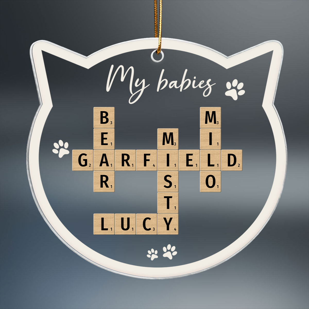 My Babies Cats Names Crossword Puzzle Art Personalized Acrylic Ornament