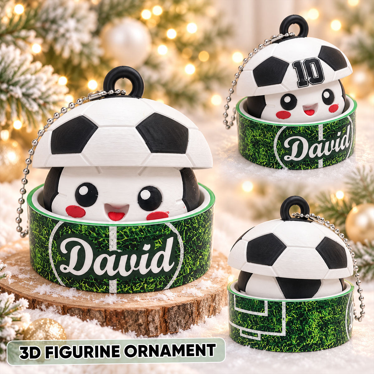 Custom Soccer Cute Dumpling - Personalized 3D Printed Soccer Figurine Ornament - Christmas Gift for Daughter, Son, Grandkids