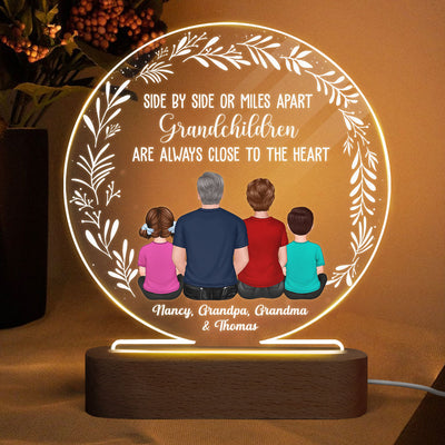 Side By Side Grandma Grandkids Mother‘s Day Gift Personalized Circle LED Night Light, Acrylic LED Lamp