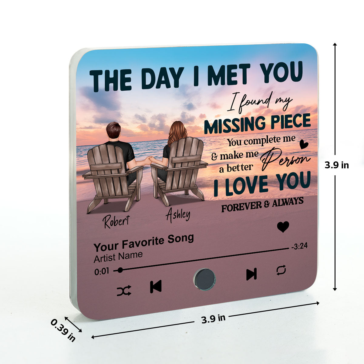 Couple Beach Landscape The Day I Met You Personalized Music Fridge Magnet