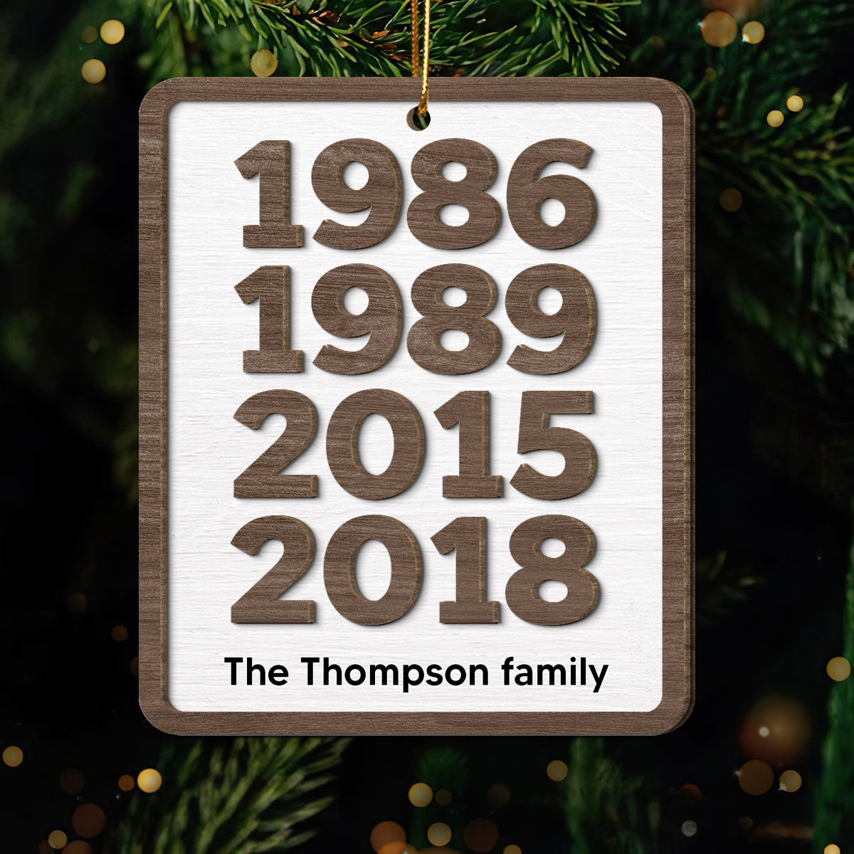 Custom Years Family Decor Gift Personalized 2-Layer Wooden Ornament