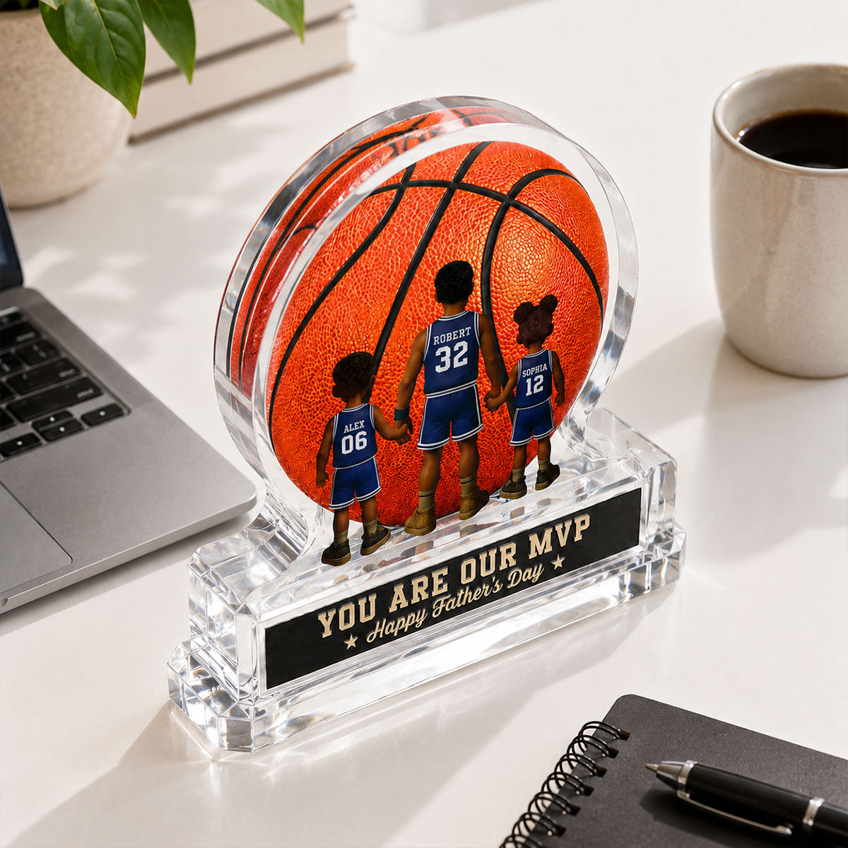 Basketball No 1 Dad Legend You Are Our MVP - Personalized Acrylic Block Plaque - Father's Day Gift For Dad, Husband, Basketball Fans