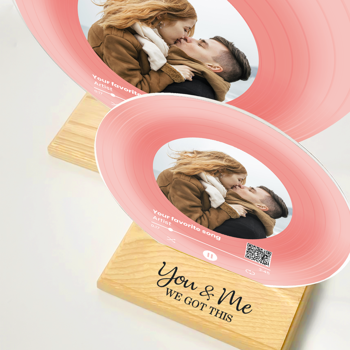 Couple Besties Family Photo Favorite Song Scannable QR Code Personalized Acrylic Record Plaque, Heartfelt Gift For Couple, For Him, For Her, Boyfriend, Girlfriend, Husband, Wife